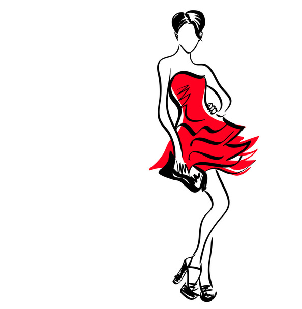 Beautiful girl in a dress - Vector, Image