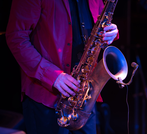 saxophone player at concert - 写真・画像
