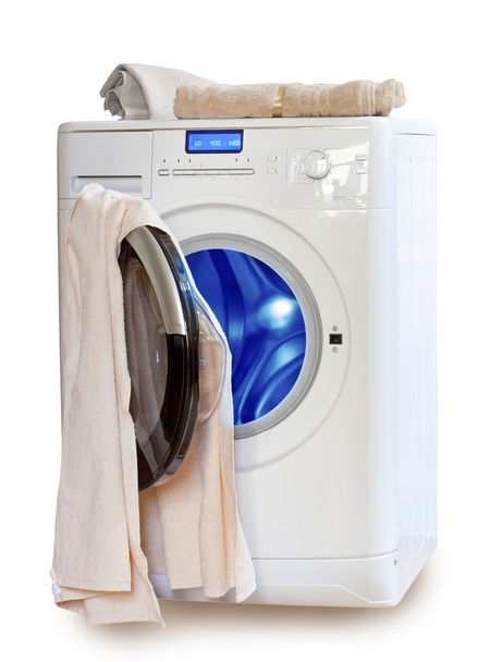 Washing machine and towels - Valokuva, kuva