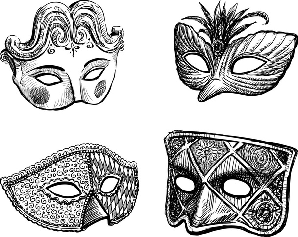 benátské masky na karneval - Vektor, obrázek