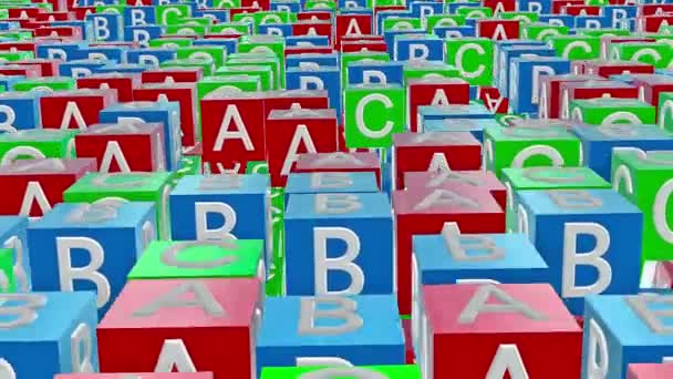 Игрушечные кубики с буквами A, B, C
 - Кадры, видео