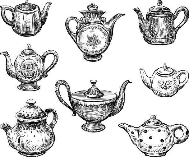 collection of the teapots - Vector, Image
