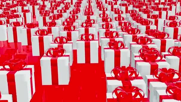 Cajas de regalo en blanco sobre rojo
 - Imágenes, Vídeo