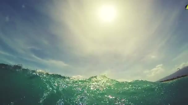 Young Woman Kitesurfing in Ocean in Bikini. POV GOPRO Slow Motion. Summer Fun Extreme Sports. - Footage, Video