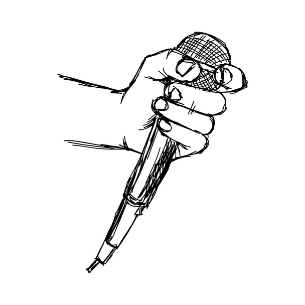 ΕΙΚΟΝΟΓΡΑΦΗΣΗ διάνυσμα χέρι σκίτσο με μικρόφωνο - Διάνυσμα, εικόνα
