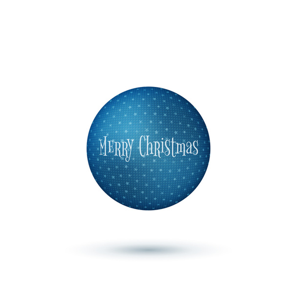 影で現実的な青いクリスマス ボール - ベクター画像