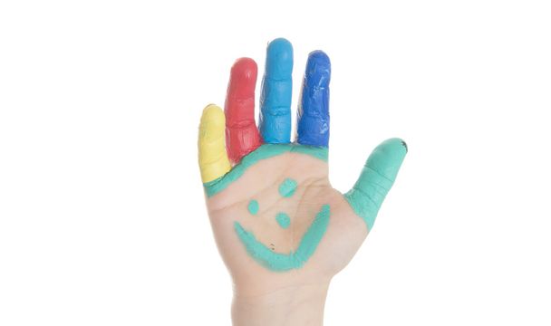 Child with hand painting - Zdjęcie, obraz