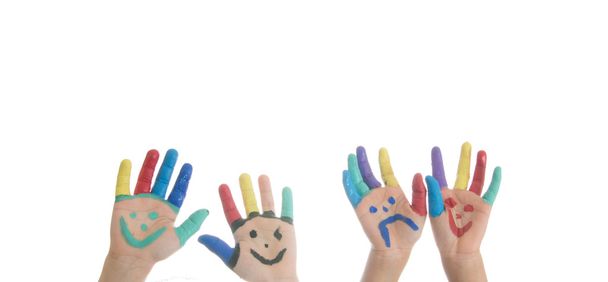Child with hand painting - Foto, Imagen