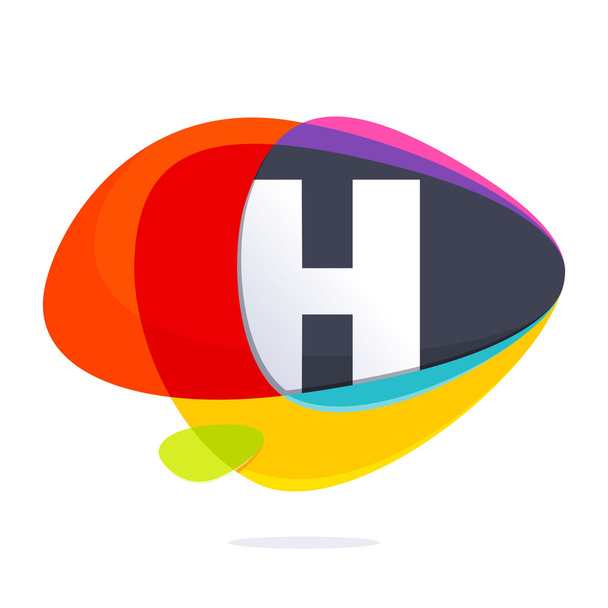 H letter with ellipses intersection logo. - Vector, Image