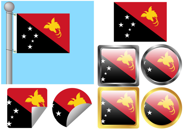 Zászló Set Pápua Új-Guinea - Vektor, kép
