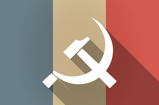 Длинный теневой флаг векторной иконы Франции с коммунистической символикой
 - Вектор,изображение