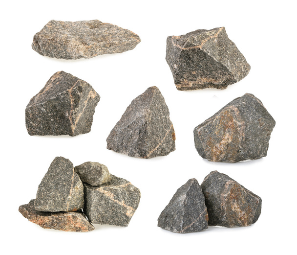 Granieten stenen, rotsen set geïsoleerd op witte achtergrond - Foto, afbeelding