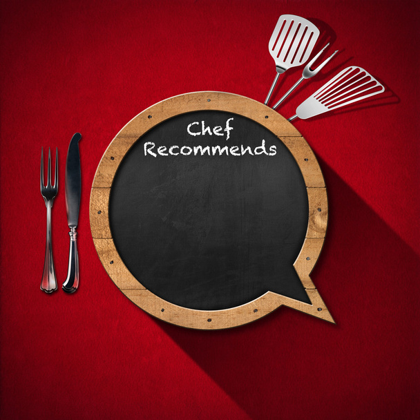 Chef Recomienda - Blackboard Speech Bubble Shaped
 - Foto, Imagen