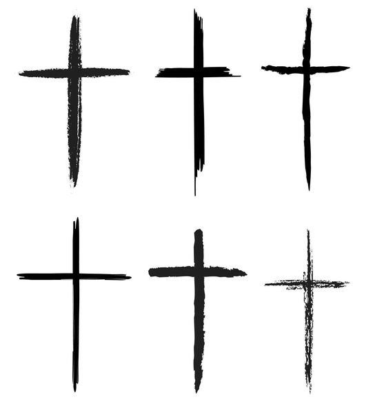 Conjunto de cruzes vetoriais desenhadas à mão
 - Vetor, Imagem