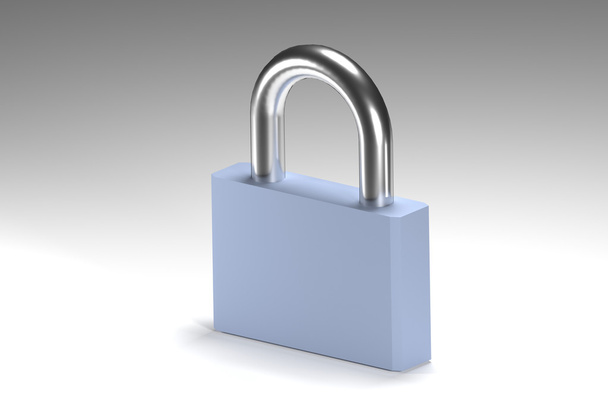 Blue padlock on white background - Foto, Imagen