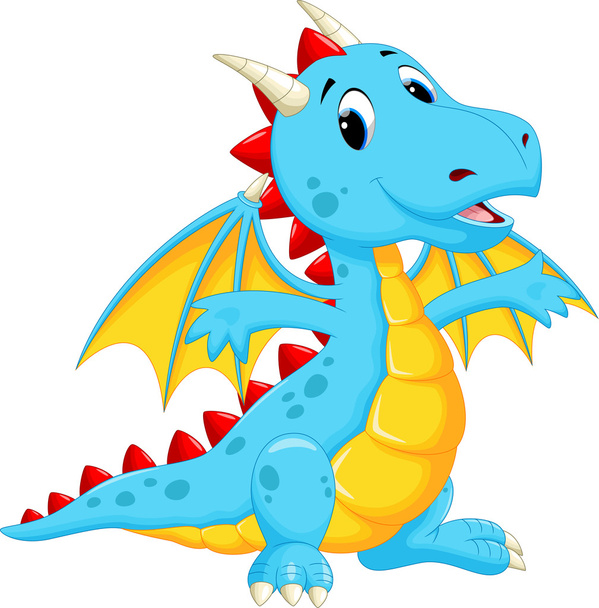 Desenhos animados de dragão bonito
 - Vetor, Imagem