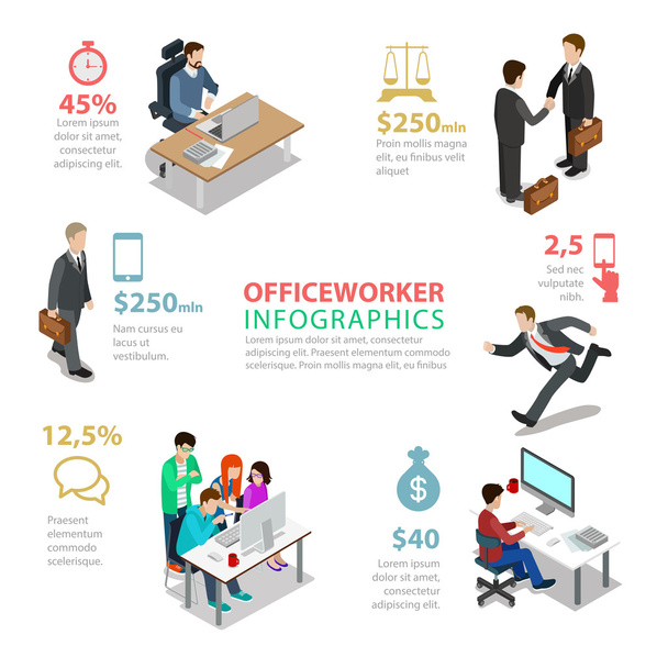 office workers  infographics concept - Vektor, kép