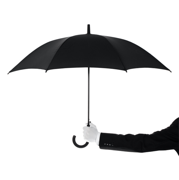 Butler trzymając parasol - Zdjęcie, obraz