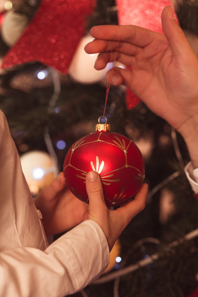 Decorative red christmas ball - Zdjęcie, obraz
