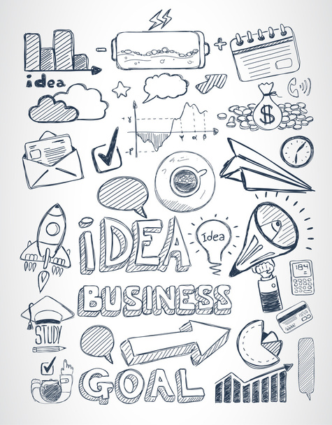 Doodles de negocios Juego de bocetos
 - Vector, Imagen