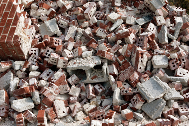 Huge Pile Of Discarded Broken Bricks At Demolition Site - Photo, Image