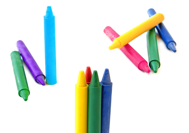 Ensemble de crayons de cire sur fond blanc
 - Photo, image
