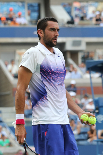 Grand Slam champion Marin Cilic of Croatia in action during his quarterfinal match at US Open 2015 - Photo, Image