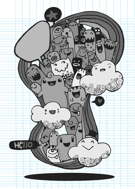 Vector illustration of Monsters and alien cute doodle set - Вектор, зображення