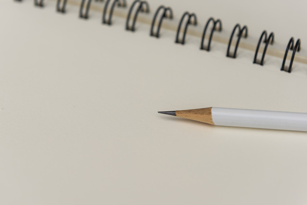 white pencil with blank notebook  - Φωτογραφία, εικόνα