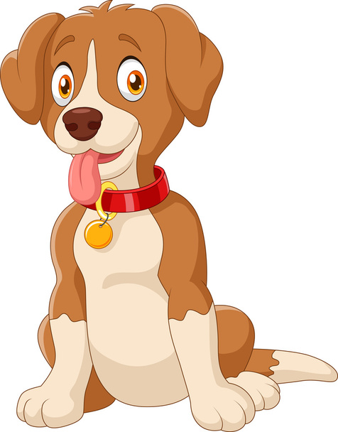 Cute dog sitting with tongue out - Vector, Image