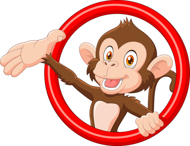 Cartone animato scimmia divertente presentazione - Vettoriali, immagini