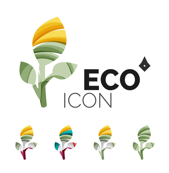 Set van abstracte eco blad pictogrammen, - Vector, afbeelding