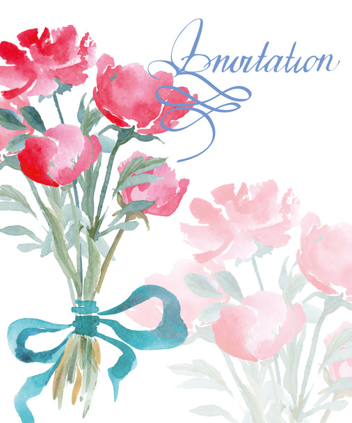 Bruiloft uitnodigingskaart met een wilde bloemen - Vector, afbeelding