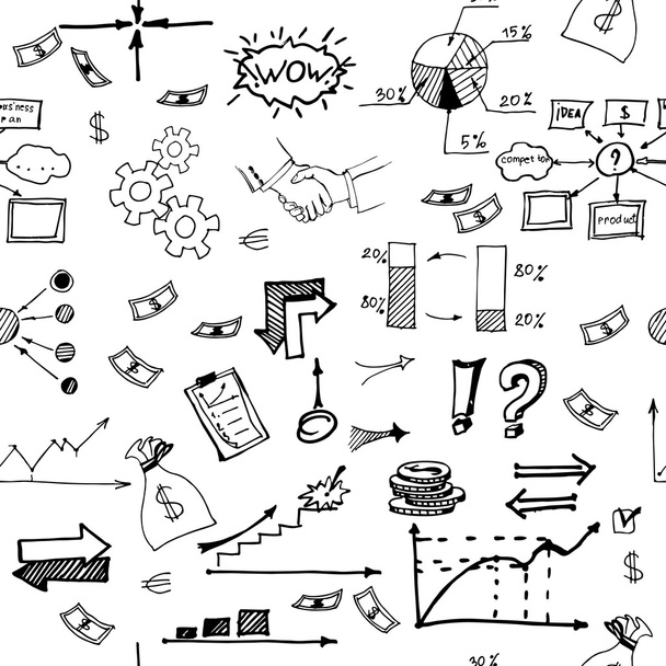 business doodles with  arrows and ideas bulbs - Vector, imagen