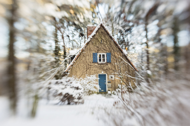 maison avec neige dans une forêt
 - Photo, image
