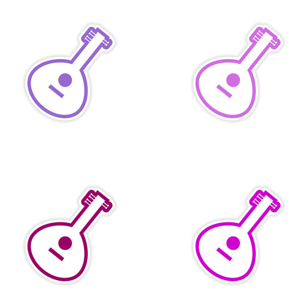 Set of stickers Indian musical instrument on white background - Vector, Image