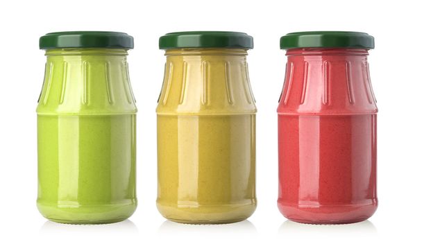  sauces in glass jars - Zdjęcie, obraz