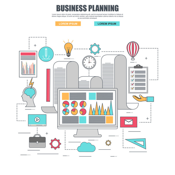 Thin line flat design concept for business planning - Vector, Image
