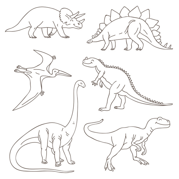 Different historical cute and funny dinosaurs - Vecteur, image