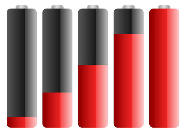 Set of battery level indicators - Vektor, Bild