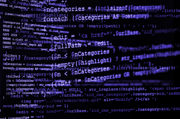 Programování kódu na černou obrazovku, fialový text - Fotografie, Obrázek