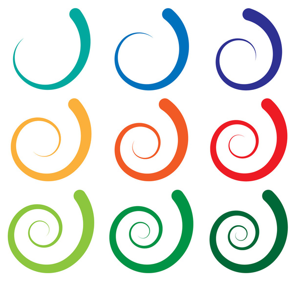 Set van spiraal, swirl vormen - Vector, afbeelding