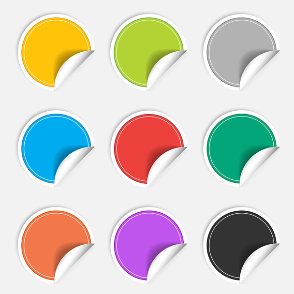 Kleurrijke negen lege stickers instellen - Vector, afbeelding