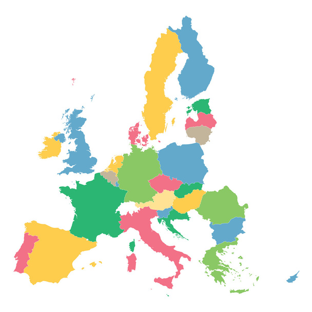 πολύχρωμο χάρτη της Ευρωπαϊκής Ένωσης  - Διάνυσμα, εικόνα