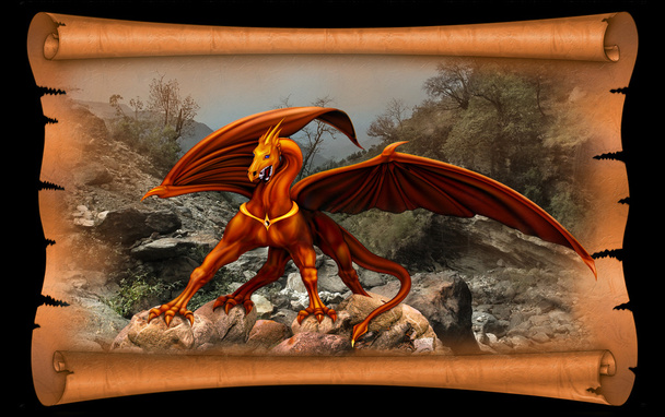Дракон в свитке пергамента
 - Фото, изображение