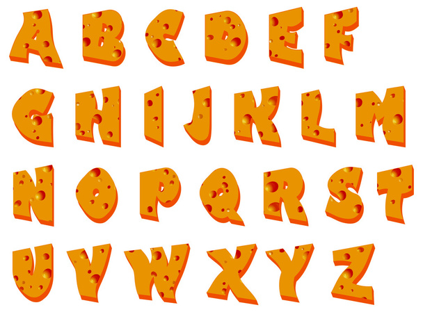 Alfabeto de queso, ilustración vectorial
 - Vector, imagen