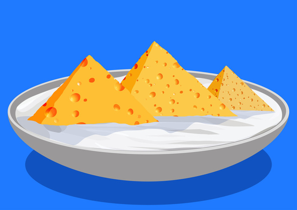 Cheese pyramids in sour cream, vector - Vector, Image