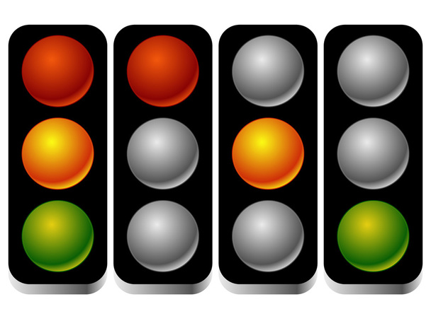 Set of traffic lights, lamps - Vetor, Imagem