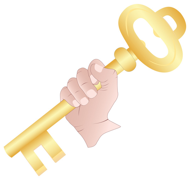 Hand with the golden key - Vettoriali, immagini