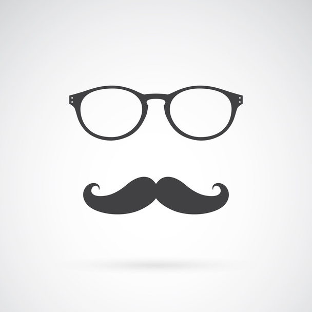 Vector image of an glasses and mustache on white background - Vektori, kuva